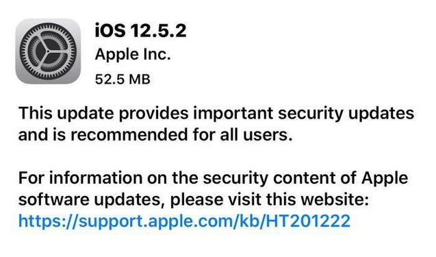 葫芦岛苹果手机维修分享iOS12.5.2发布，建议所有老苹果用户安装 